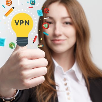vpn services nordvpn vyprvpn comparison ywllow vpn bulb young woman giving thumbs up 